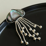 Gray & White Mother - of - pearl Glass Jellyfish Brooch - floysun