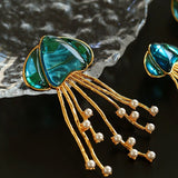 Gray & White Mother - of - pearl Glass Jellyfish Brooch - floysun