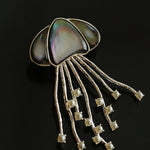 Gray & White Mother - of - pearl Glass Jellyfish Brooch - floysun