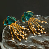 Gray & White Mother - of - pearl Glass Jellyfish Brooch - floysun