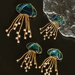 Gray & White Mother - of - pearl Glass Jellyfish Brooch - floysun