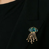 Gray & White Mother - of - pearl Glass Jellyfish Brooch - floysun