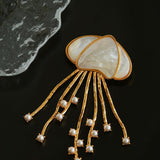 Gray & White Mother - of - pearl Glass Jellyfish Brooch - floysun