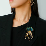 Gray & White Mother - of - pearl Glass Jellyfish Brooch - floysun