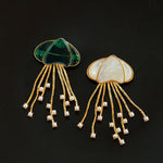 Gray & White Mother - of - pearl Glass Jellyfish Brooch - floysun