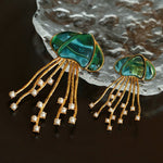 Gray & White Mother - of - pearl Glass Jellyfish Brooch - floysun