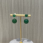Green Agate Double Ball Earrings - floysun