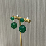 Green Agate Double Ball Earrings - floysun