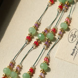 Green Aventurine Beaded Wax Cord Necklace - floysun