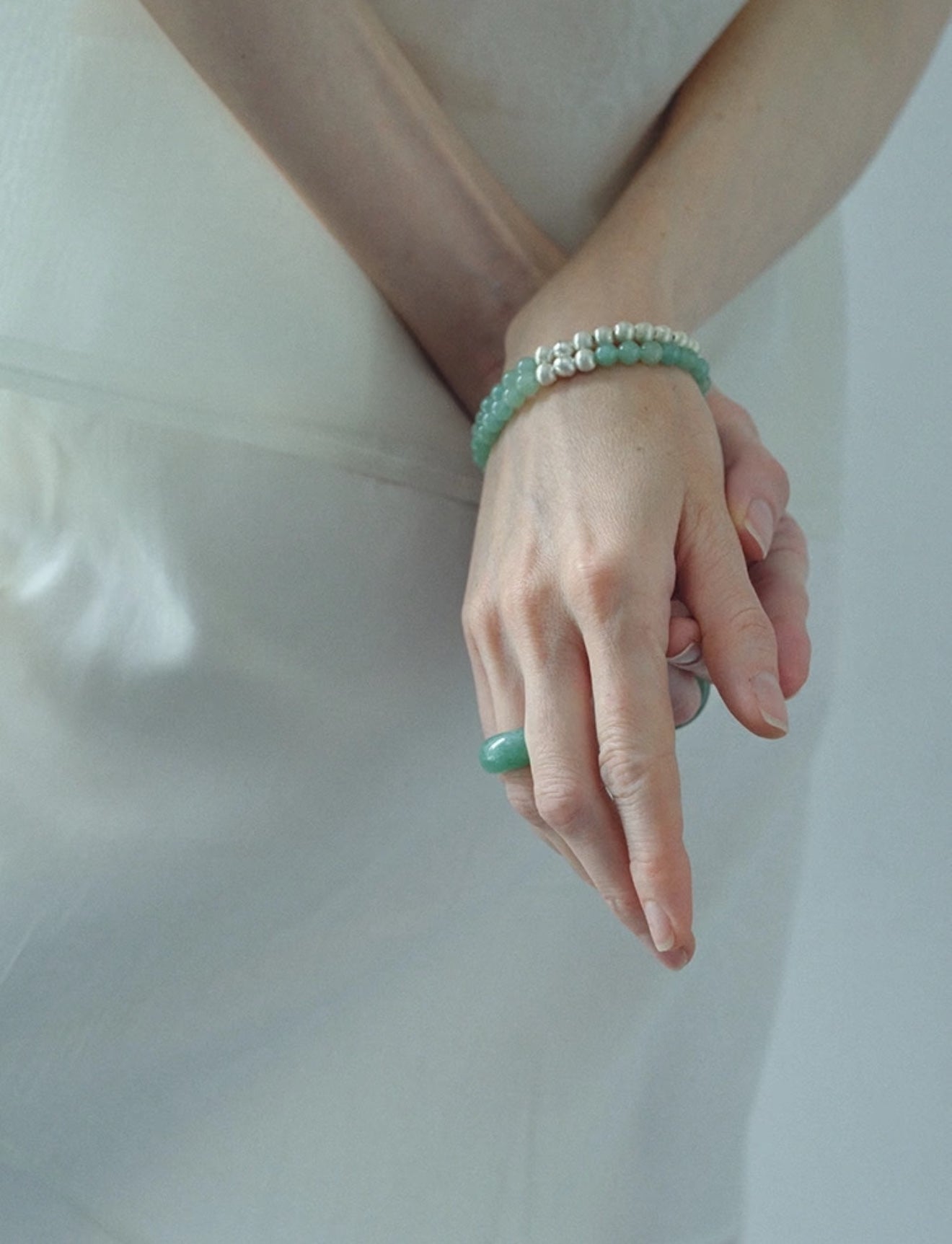 Green Eastern Jade Bead Bracelet - floysun