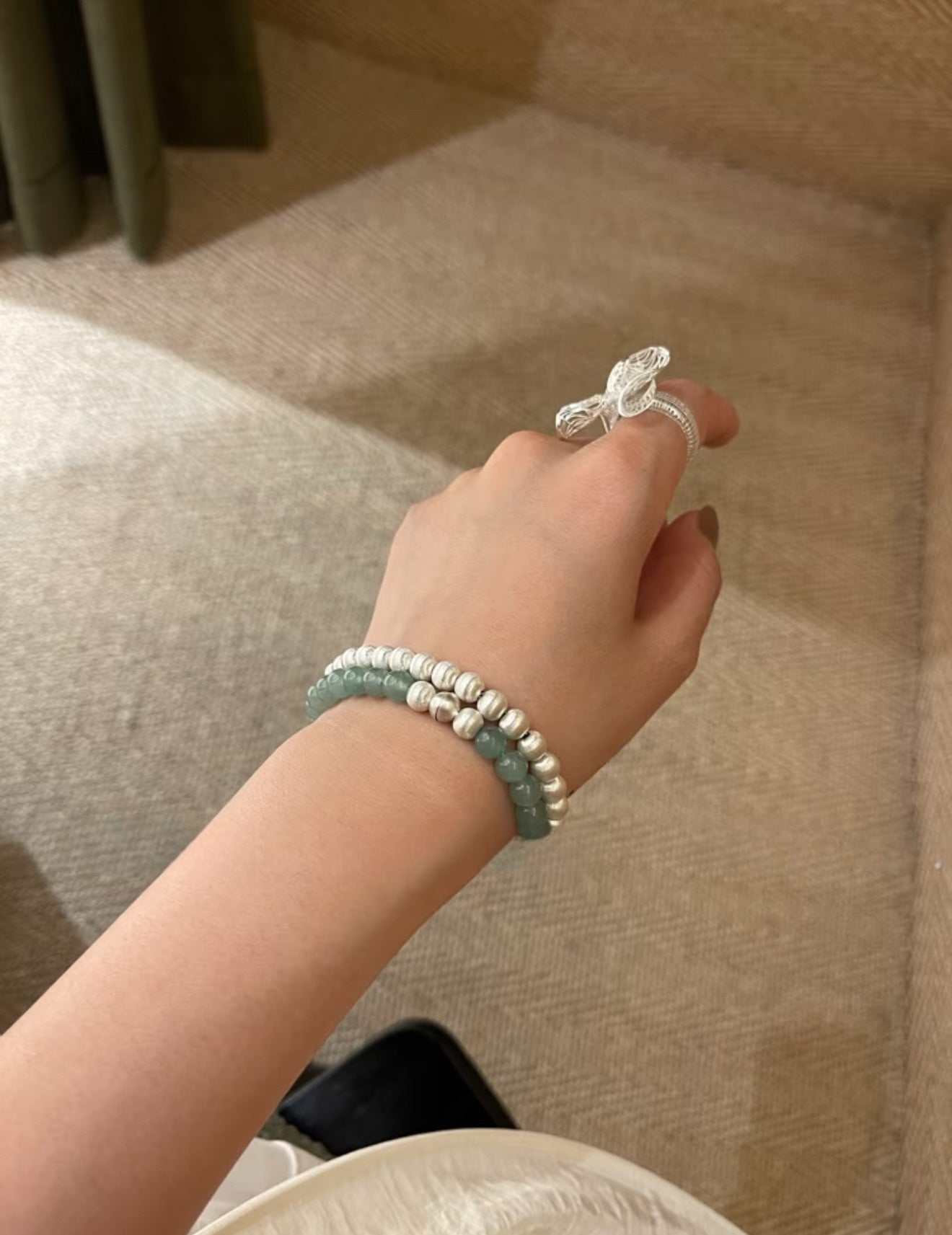 Green Eastern Jade Bead Bracelet - floysun