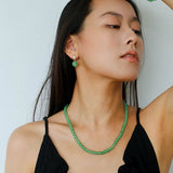 Green Eastern Jade & Silver Bead Necklace - floysun