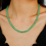 Green Eastern Jade & Silver Bead Necklace - floysun