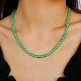 Green Eastern Jade & Silver Bead Necklace - floysun