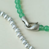 Green Eastern Jade & Silver Bead Necklace - floysun