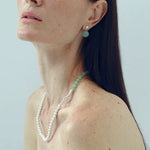 Green Eastern Jade & Silver Bead Necklace - floysun
