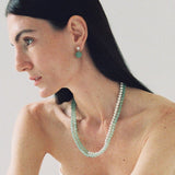Green Eastern Jade & Silver Bead Necklace - floysun