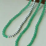 Green Eastern Jade & Silver Bead Necklace - floysun