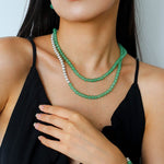Green Eastern Jade & Silver Bead Necklace - floysun