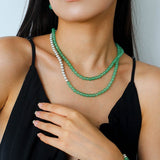 Green Eastern Jade & Silver Bead Necklace - floysun