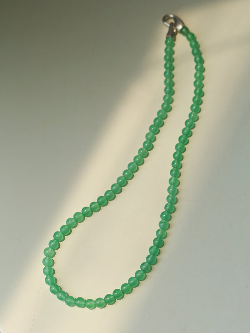 Green Eastern Jade & Silver Bead Necklace - floysun