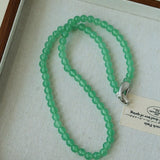 Green Eastern Jade & Silver Bead Necklace - floysun