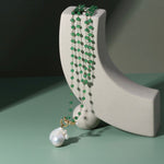 Green Onyx Baroque Pearl Necklace Multilayer Long Sweater Chain - floysun
