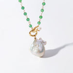 Green Onyx Baroque Pearl Necklace Multilayer Long Sweater Chain - floysun