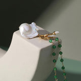 Green Onyx Baroque Pearl Necklace Multilayer Long Sweater Chain - floysun