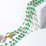 Green Onyx Baroque Pearl Necklace Multilayer Long Sweater Chain - floysun
