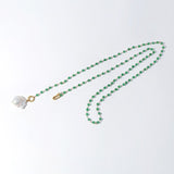 Green Onyx Baroque Pearl Necklace Multilayer Long Sweater Chain - floysun