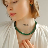 Green Agate Beaded Necklaces 3mm/6mm/8mm/10mm/12mm