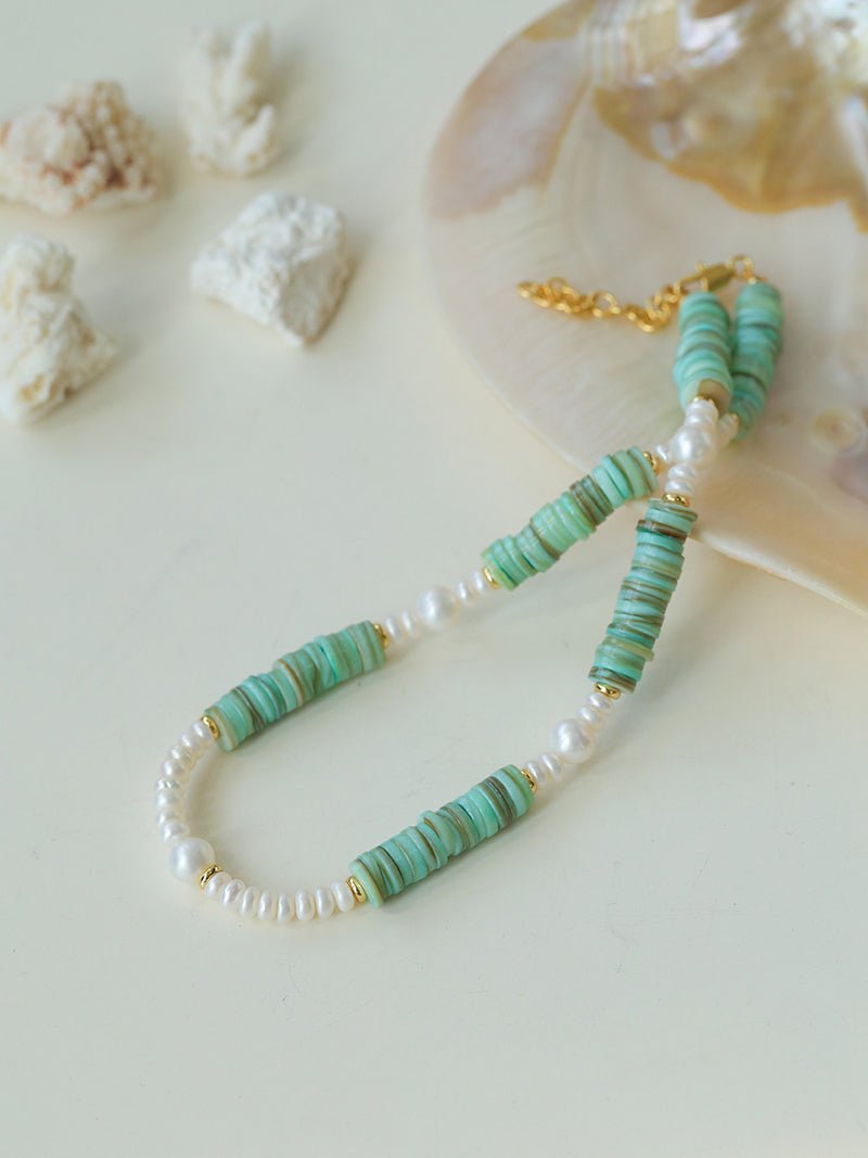 Green Shell Baroque Pearl Necklace - floysun