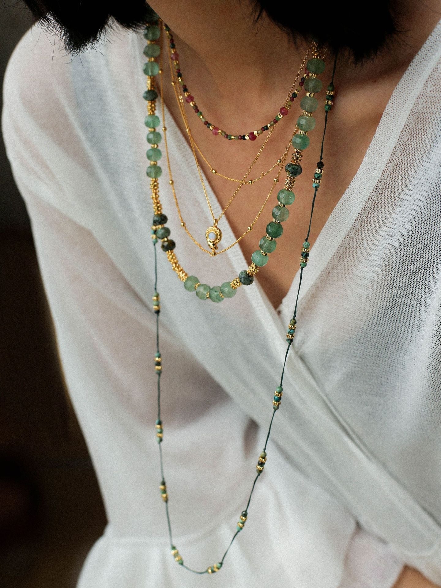 Green Strawberry Quartz Beaded Necklace - floysun