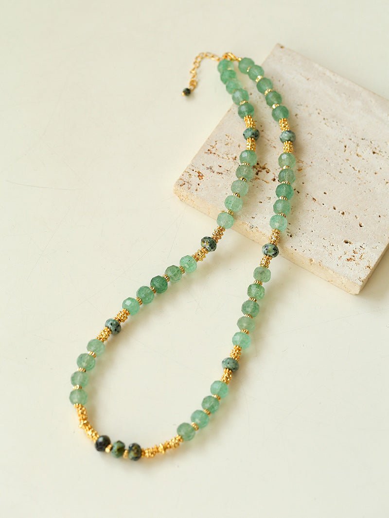 Green Strawberry Quartz Beaded Necklace - floysun