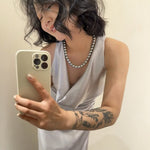 Grey Pearl Ingot Clasp Necklace - floysun