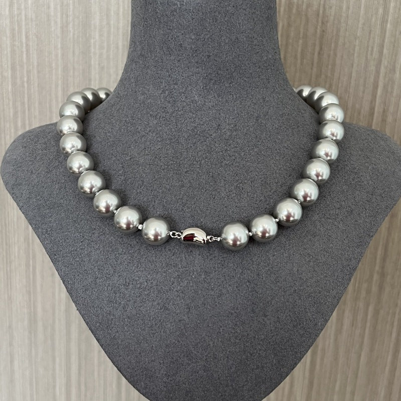 Grey Pearl Ingot Clasp Necklace - floysun