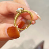 Hand - Brushed Silken Crown Ring – 1ct Solitaire - floysun