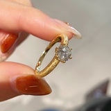 Hand - Brushed Silken Crown Ring – 1ct Solitaire - floysun