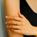 Handcrafted Brushed Clover Ring Pink Sapphires - floysun