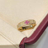Handcrafted Brushed Clover Ring Pink Sapphires - floysun