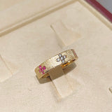 Handcrafted Brushed Clover Ring Pink Sapphires - floysun
