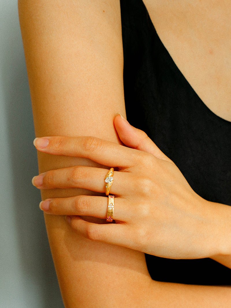 Handcrafted Brushed Hexagram Ring Buccellati - Inspired Elegance - floysun