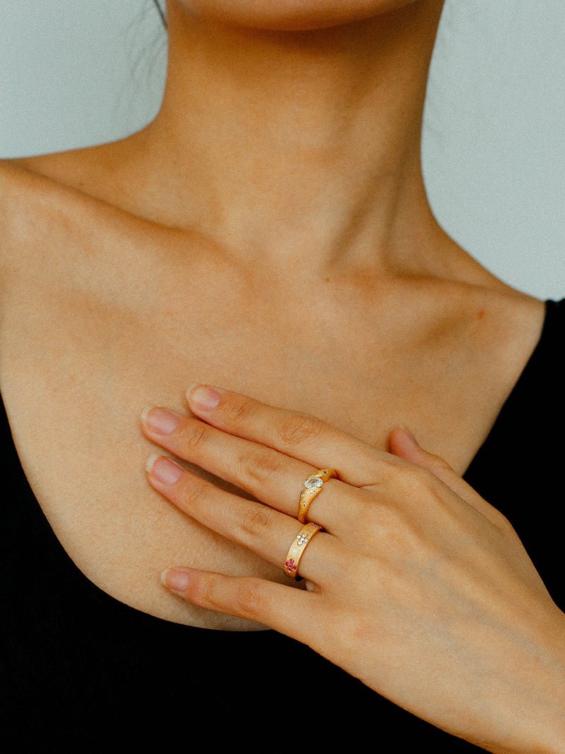 Handcrafted Brushed Hexagram Ring Buccellati - Inspired Elegance - floysun