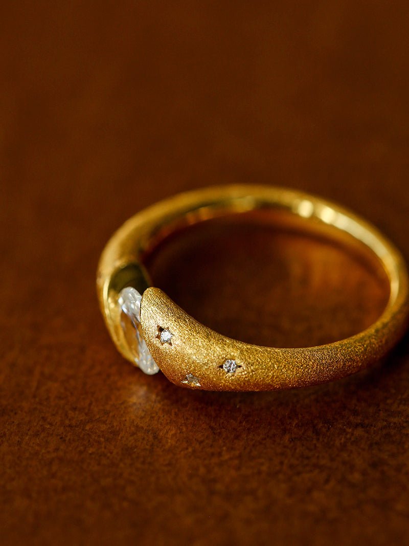 Handcrafted Brushed Hexagram Ring Buccellati - Inspired Elegance - floysun