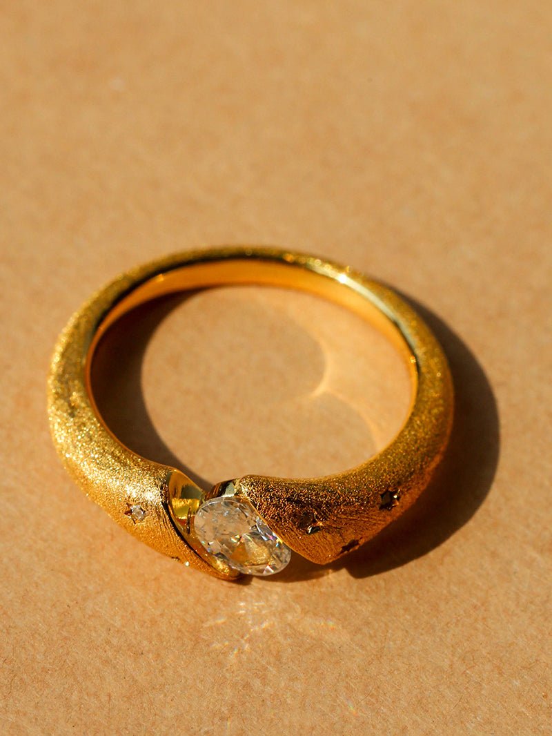 Handcrafted Brushed Hexagram Ring Buccellati - Inspired Elegance - floysun