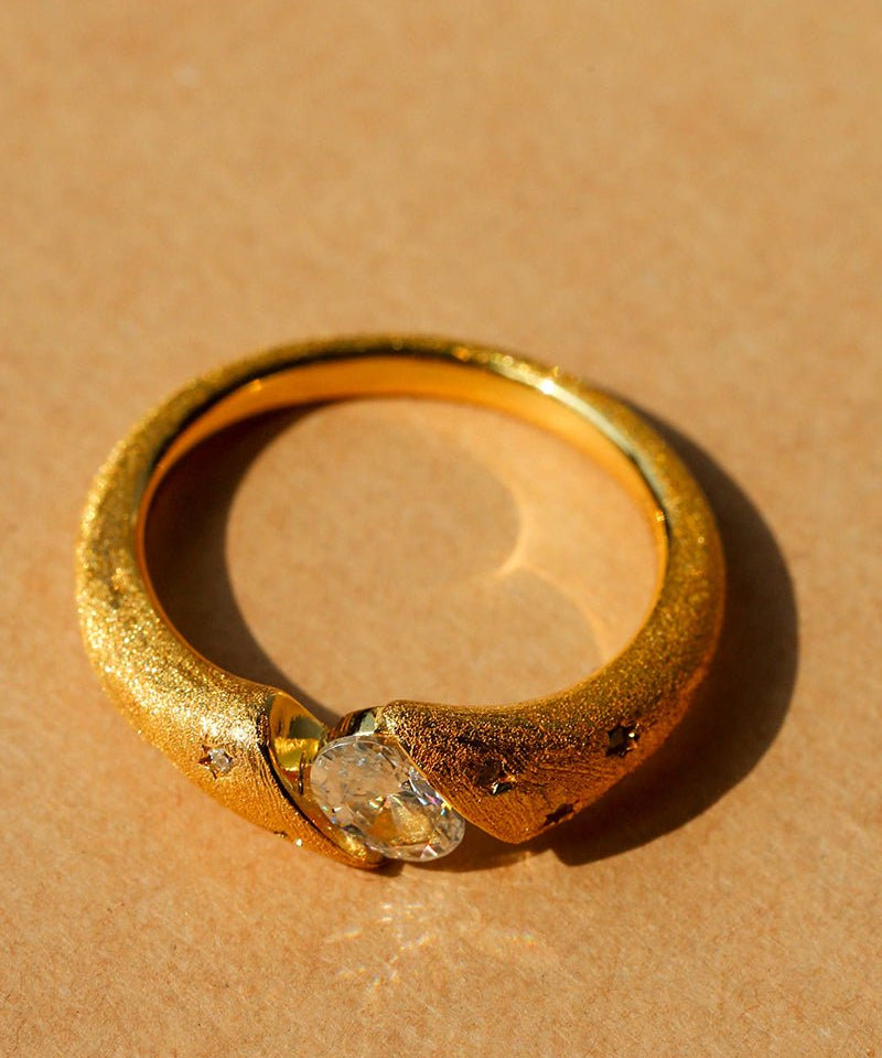 Handcrafted Brushed Hexagram Ring Buccellati - Inspired Elegance - floysun