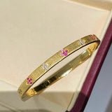 Handcrafted Brushed Pink Sapphire Clover Bangle - floysun