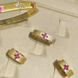Handcrafted Brushed Pink Sapphire Clover Mini Huggie Earrings - floysun