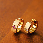 Handcrafted Brushed Pink Sapphire Clover Mini Huggie Earrings - floysun